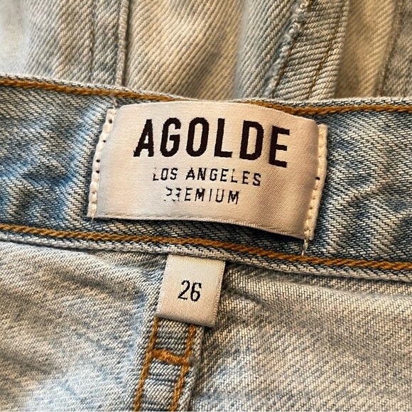 AGOLDE Riley High Rise Straight Crop Blue Jeans Womans Sz 26 (28x25) Button Fly - Picture 5 of 6